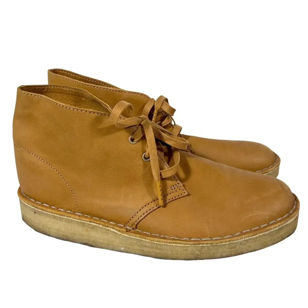 Men's Tan Leather Chukka Boots - Classic Lace-Up